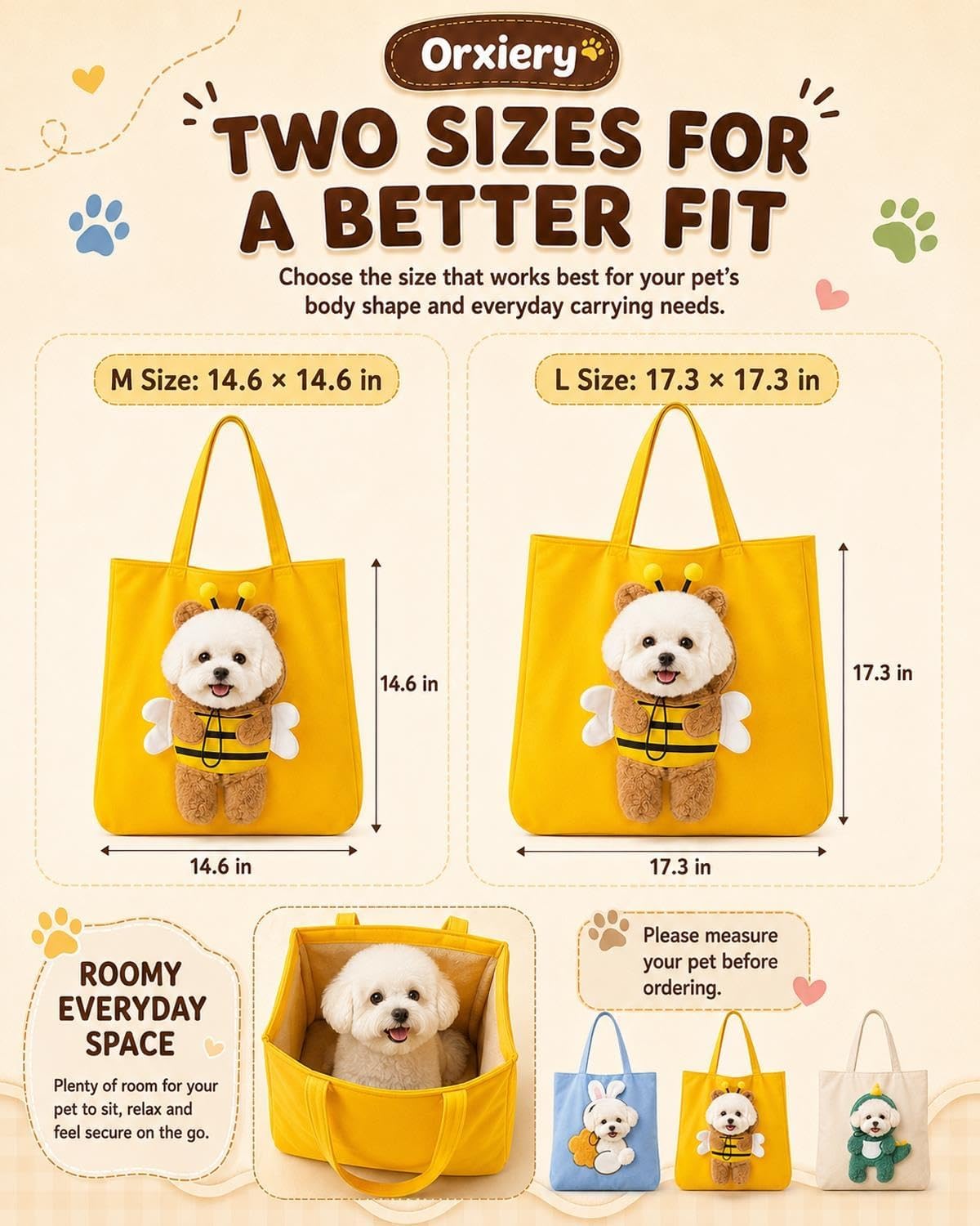 Carry Cute Stay Close - Orxiery Plush Pet Carrier Tote Bag all three styles