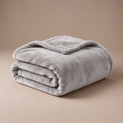 Grey Cozy Babe fleece wearable blanket folded on a neutral background