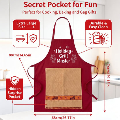 Holiday Grill Master apron and towel detail